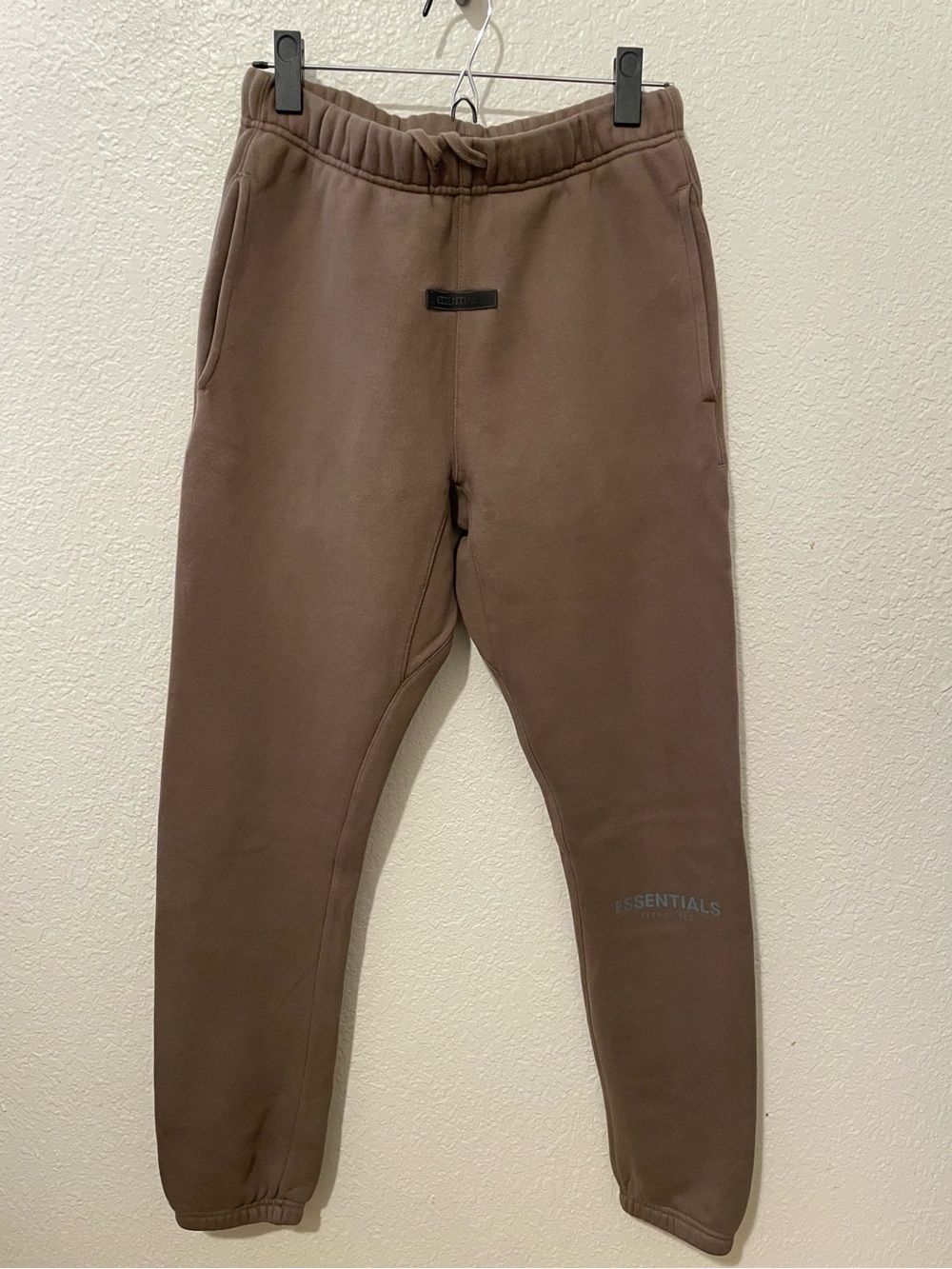Essentials Men's Brown Fleece Joggers with Drawstring Waist